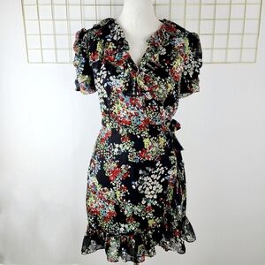 Miss Sixty M60 Dark Floral Y2K Faux Wrap Dress